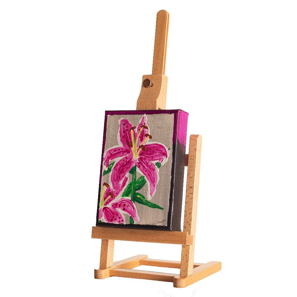 Original Acrylic Painting w/Easel "Lilies II" by Dawn M. Wayand Desk Art